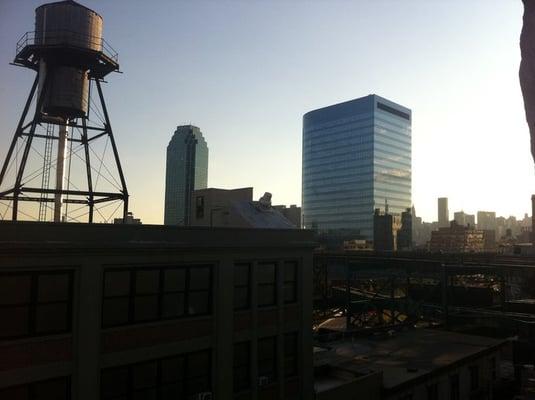 View of the city skyline from the top of the wall