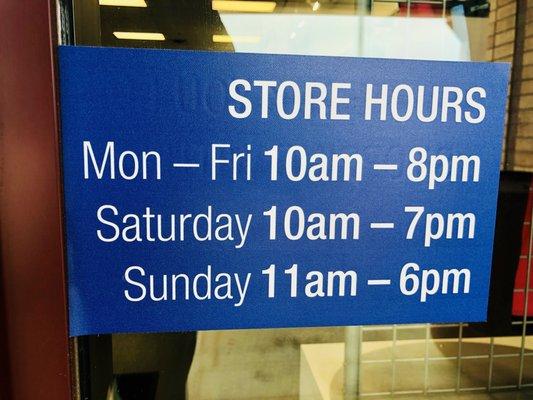 Store hours.