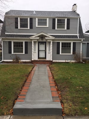 Sidewalk with brick borders