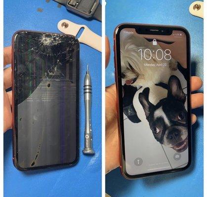 Front screen replace iPhone X. All of our repairs come with 90 day warranty!