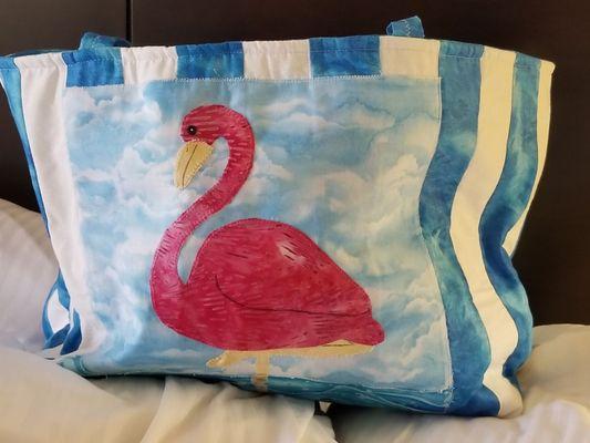 Handmade and hand painted fabric bag