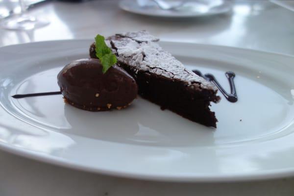 Flourless Chocolate Torte with Chocolate Sorbetto