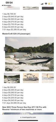 Ridiculously overpriced boats for rent.