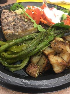 Swordfish, asparagus, roasted potatoes and salad:l. It was absolutely delicious!!