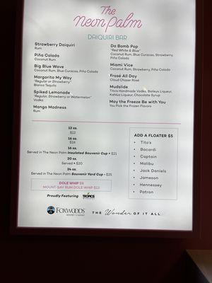 The menu