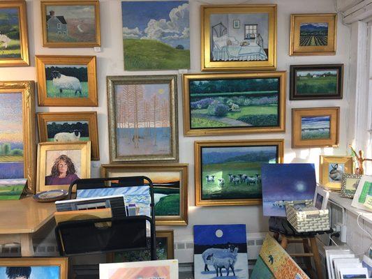 Local scenes and unframed artworks.