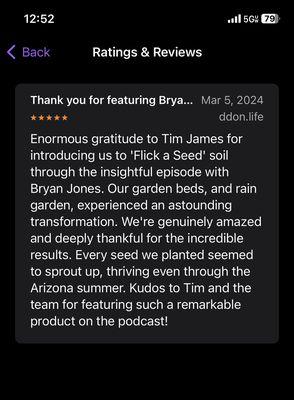 A review from a happy customer who found out about us via Tim James's podcast