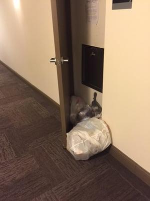 This is how the people that  live here treat it...
 Dump their garbage in the hallway.  Been like this for half the day.
 Expensive Ghetto