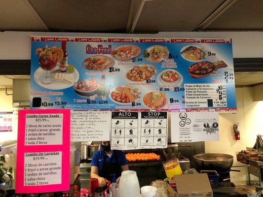 Mariscos Menu