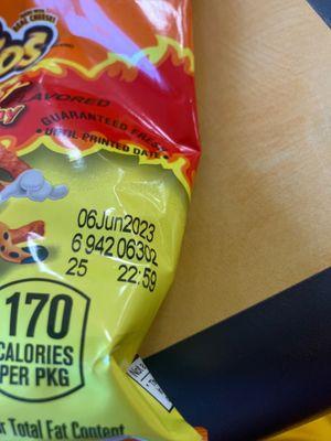 The date of when is hot, Cheetos expired