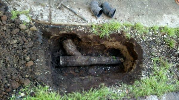 Broken sewer pipe