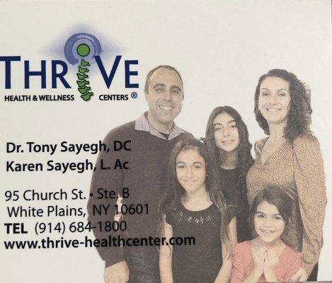 Thank you to THRIVE Health and Wellness Centers, for helping me learn to live my God given potential!