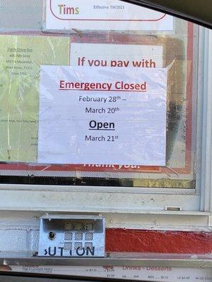 CLOSED temporarily. Photo taken 3/12/22.