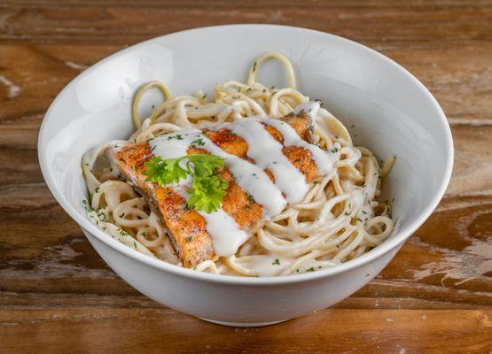 Linguine Alfredo with Salmon