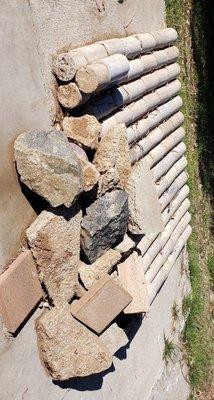 Cyclinder Concrete Blocks  & Large Rocks Junk Removal