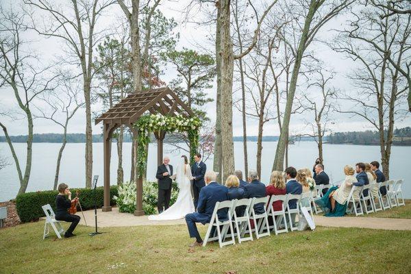 A beautifully intimate wedding ceremony by the water.