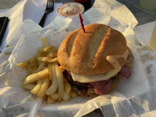 Burger and fries