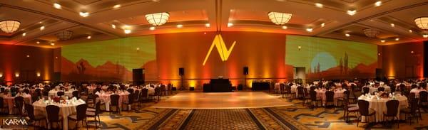 Western Theme corporate event lighting at the Wigwam Resort.