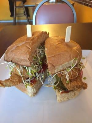 The infamous whiting sandwich with sprouts (chef-recommended ti gave it with the works which includes sprouts).