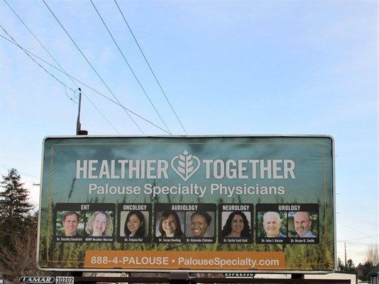 Palouse Urology, Palouse Specialty Physicians. 888-4-PALOUSE. Billboard, Moscow, ID, January 30, 2020.