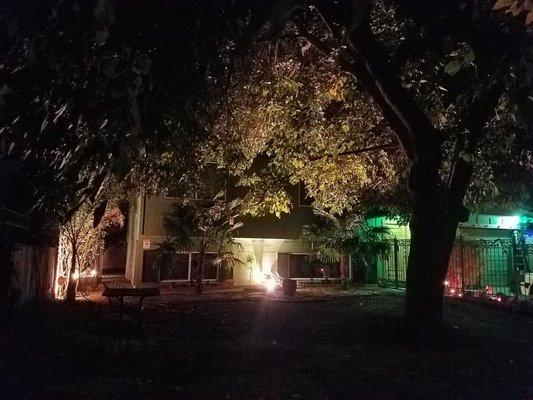 Front yard,  at night...