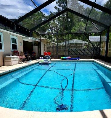 Pool that is serviced weekly with the Basic Plus package.