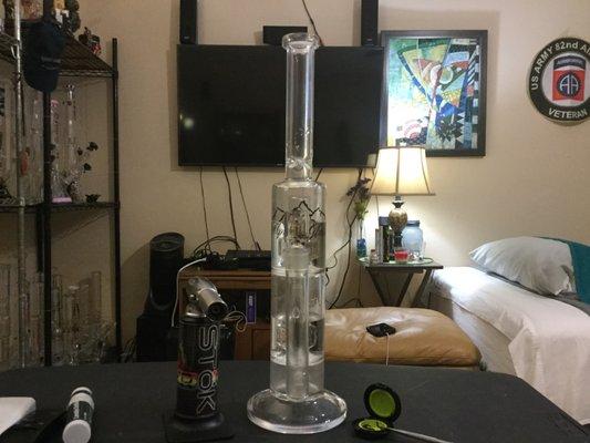 Alpine Glass dual Perc stemless 5 mm dab away Sgt Rick Garcia Ret USA