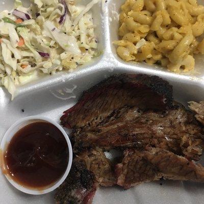 Brisket, Mac n cheese, cole slaw