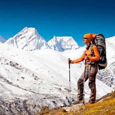 A Trek Member enjoying the beauty of the Nepal Himalayas!