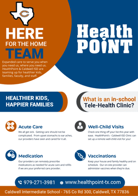 Did you know HealthPoint has a clinic inside both the Caldwell Intermediate & High Schools?