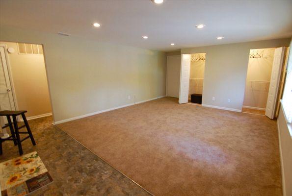 The rooms are spacious, with large closets. Newly remodeled with plush carpet and recessed lighting. Almost 1000 sq ft of luxury.