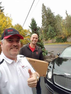 Tony Carlston, Owner of Branding Tools, Inc., personally delivering Byeloth Hermanson's, Realtor with Keller Williams latest Cutco Gifts!