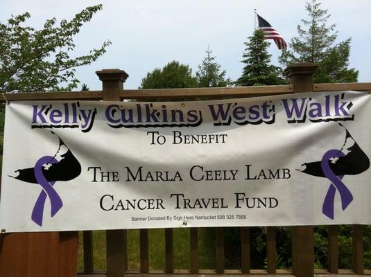 Custom designed cancer fund walk vinyl banner