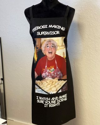 A customer requested a photograph of her mother on an apron with specific words.