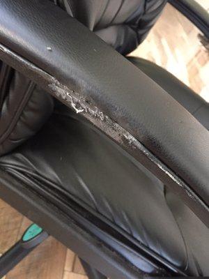 Example of our desk chair rubbed and finally the leather broke open.