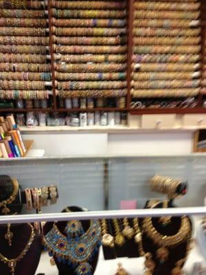 Wall of bangles. Costume jewelry here is out of control