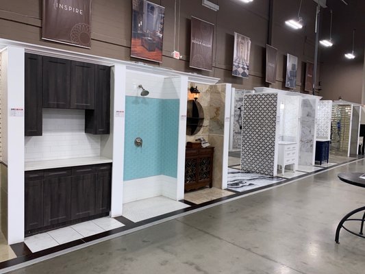 Bathroom setups with tile.