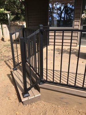 Metal railings on deck.