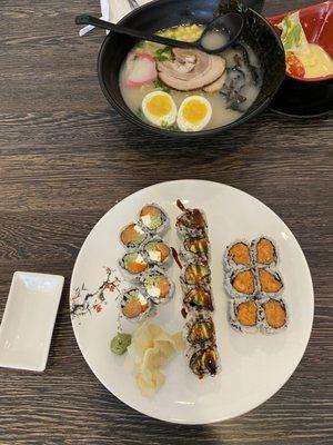 Sushi 3 Roll Lunch + Tonkotsu Ramen