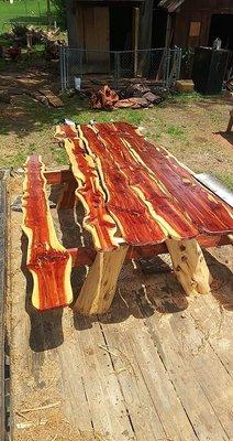 Log leg picnic table