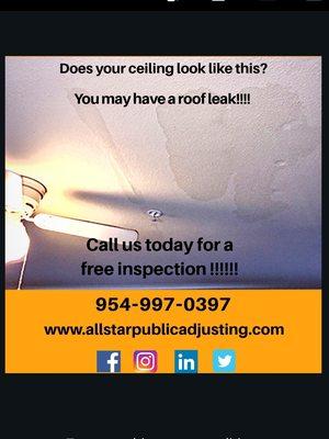 Roof Leaks? Give us a call today so we can help you recover the moeny you need from your insurance carrier.