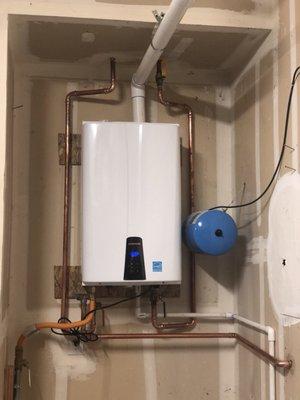 Our brand spanking new tankless water heater !