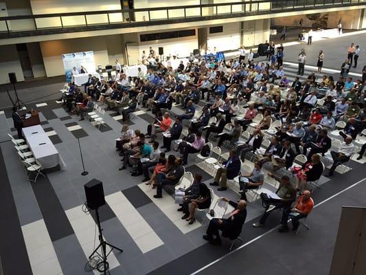 In the Bell Works atrium, #Drones event with NJTechCouncil ~300ppl showed!