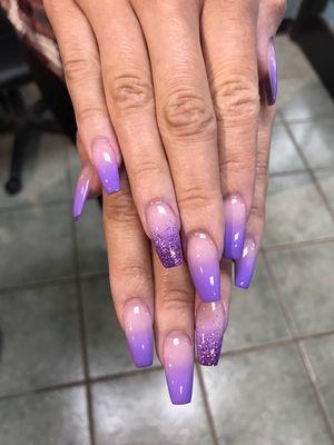 Purple Ombré Acrylic Nails