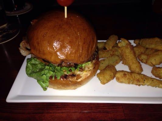 Bacon burger with zucchini fries. Pretty tasty!