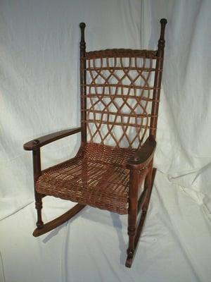 Antique Wicker & Porch Cane Rocker from 1940's