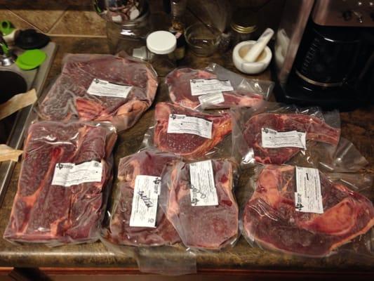 Half of my 25 lbs of beef from my membership haul.  The rest was ground beef.