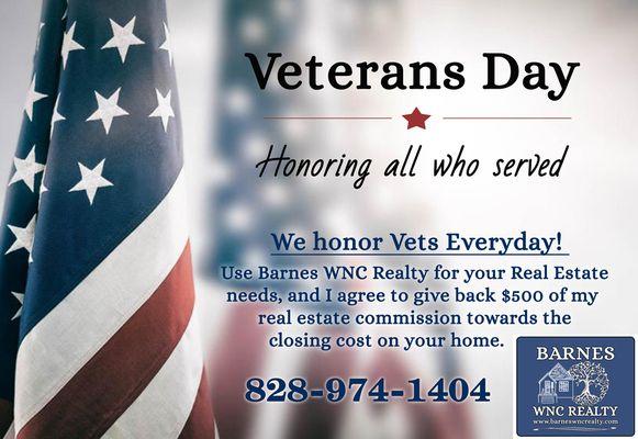 You protected the American Dream, lets help make it your reality! We honor all active duty military personnel, vets, and their families.