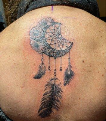 It is fresh just done today.  It's a dream catcher.   I love it!