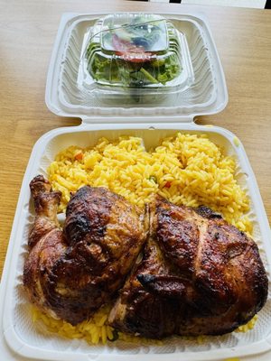 1/2 Rotisserie Chicken Meal w/ Yellow Rice & Salad